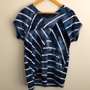 BCBG MAXAZRIA Shirt Blue W/ White Stripes, Soft